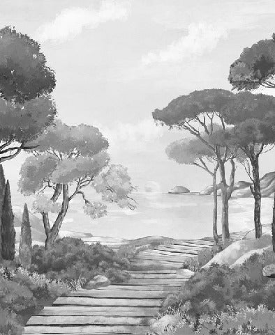 Wallpaper stroll in the calanques black and white