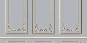 Wallpaper trompe l'oeil gilded moulding Parisian style
