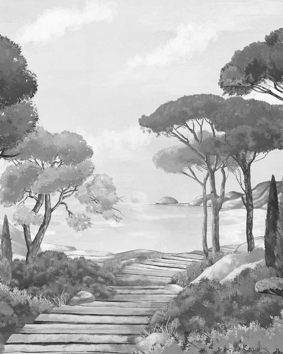 Wallpaper stroll in the calanques black and white