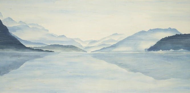 Papier Peint Vue Grand Albigny | Les Bleus du Lac® wallpaper