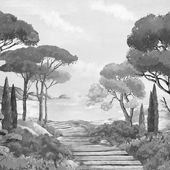 Wallpaper stroll in the calanques black and white