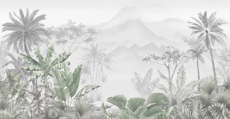 Papier peint tendance tropical vert, XXL, tendance