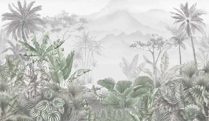 Trendy tropical green toilet wallpaper