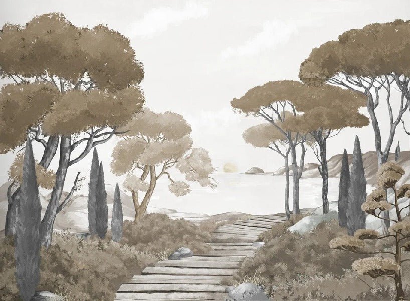 Papier peint balade dans les calanques brun, XXL, tendance