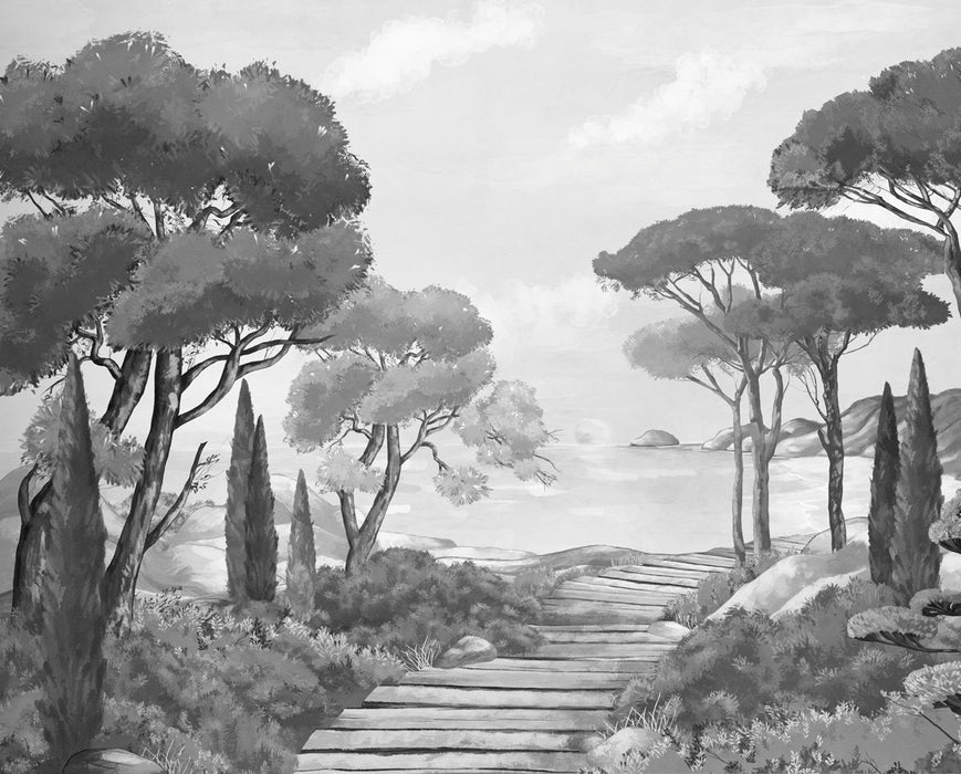 Wallpaper stroll in the calanques black and white