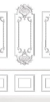 Trompe l'oeil white moulding wallpaper Chic Paris