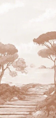 Papier peint balade dans les calanques terracotta, XXL, tendance