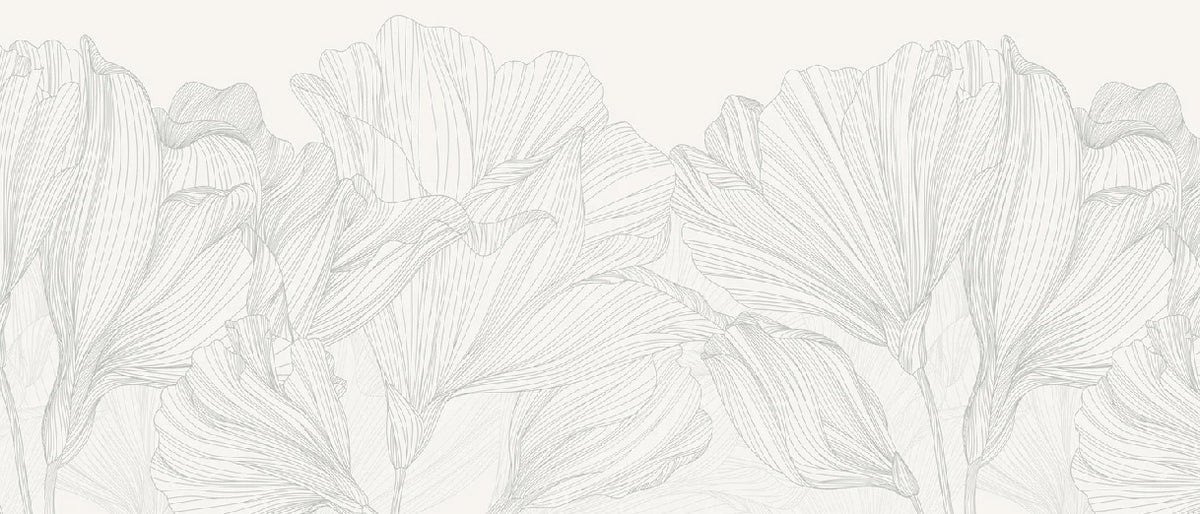 Wallpaper Vals de flores panoramic gray and white