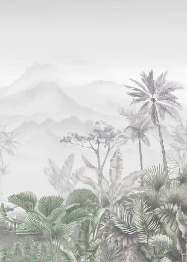 Trendy tropical green toilet wallpaper