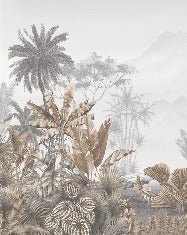 Tropical sepia toilet wallpaper