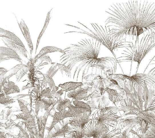 Monochrome engraving tropical wallpaper