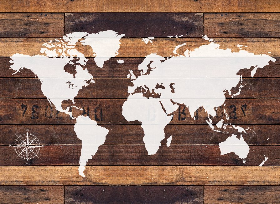 WorldMap Vintage Wallpaper L334cm x H245cm