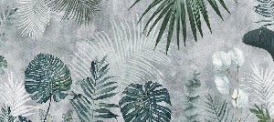 Biophilic Jungle Monochrome toilet wallpaper