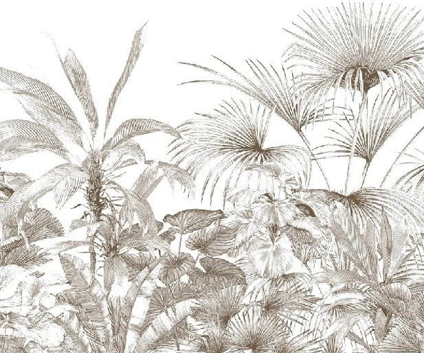 Monochrome engraving tropical wallpaper