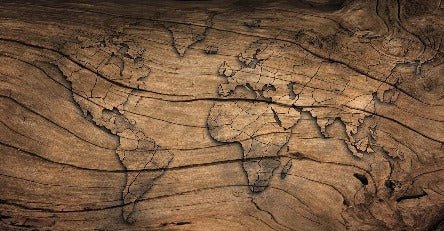 Wood & Map wallpaper