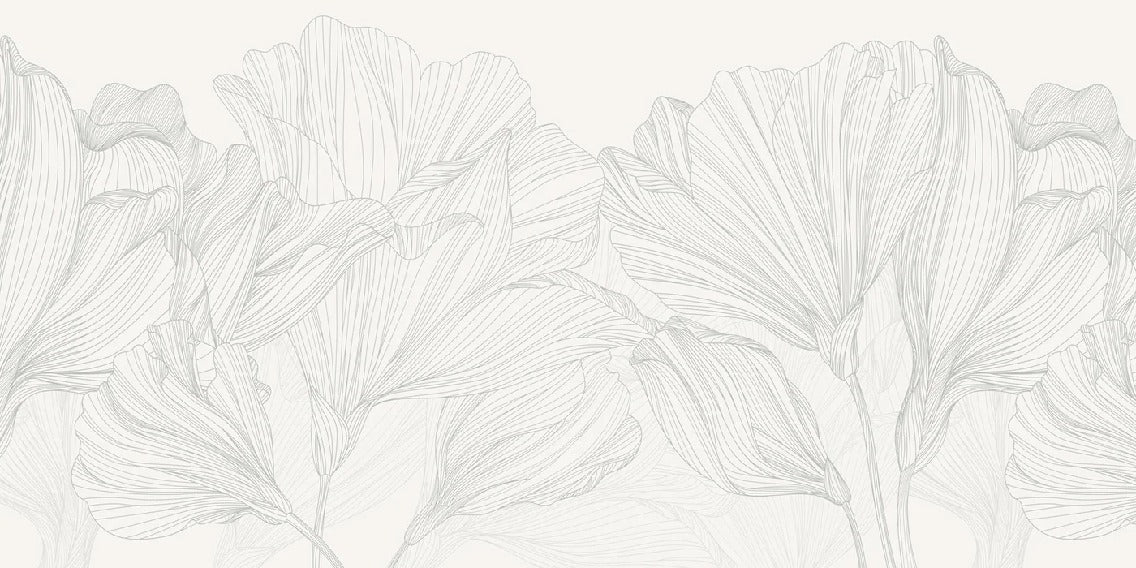 Wallpaper Vals de flores panoramic gray and white