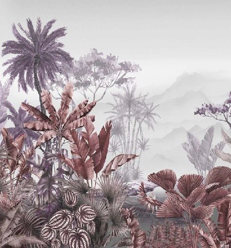 Trendy tropical purple toilet wallpaper