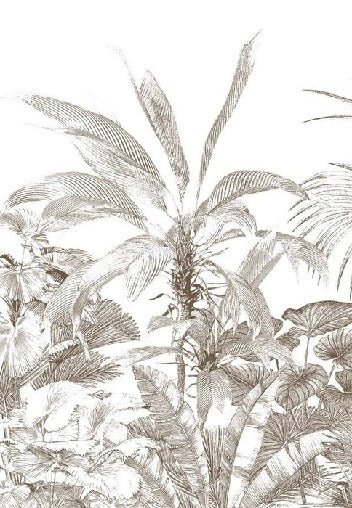 Tropical monochrome engraving wallpaper