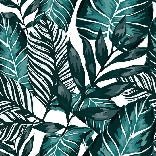 Non-woven toilet wallpaper Leaf color Peacock Blue