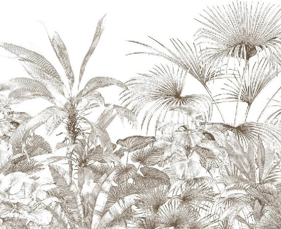 Tropical wallpaper monochrome engraving
