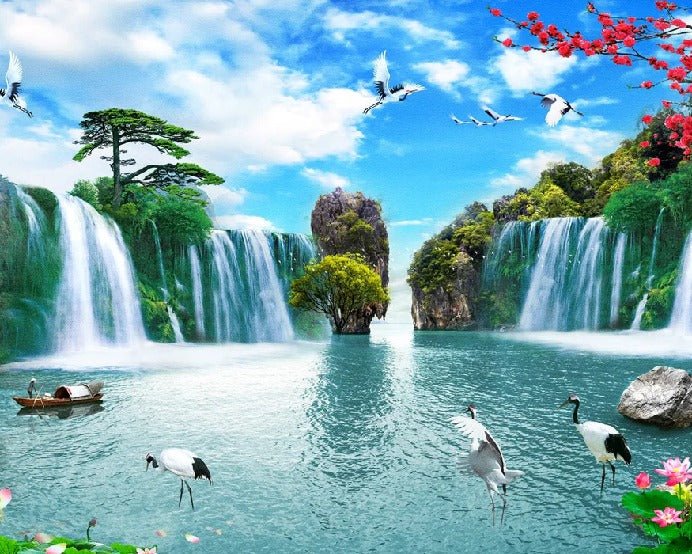 Zen Asia Waterfall Panoramic Wallpaper