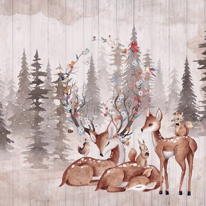 Children's bedroom wallpaper with soft deer