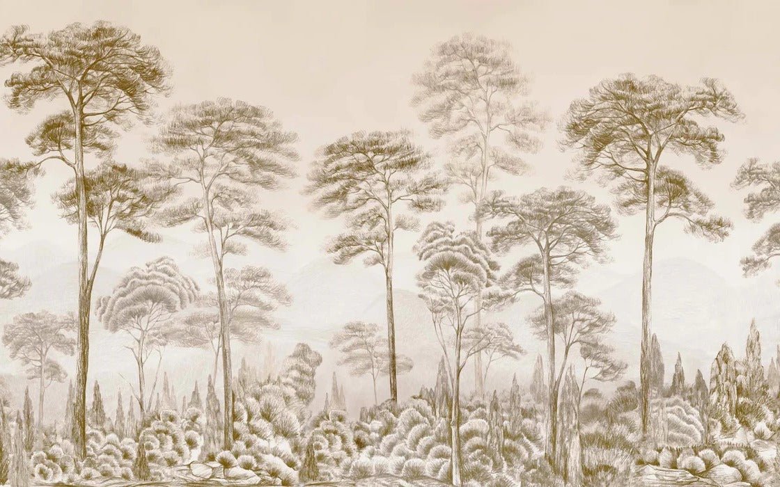 Sepia pine forest nature wallpaper