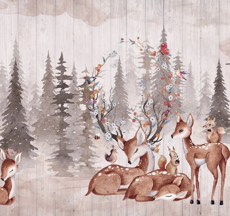 Children's bedroom wallpaper with soft deer