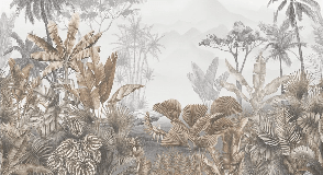 Sepia tropical trend toilet wallpaper