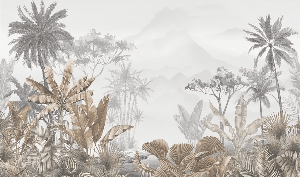 Papier peint tendance tropical sepia - Muralconcept