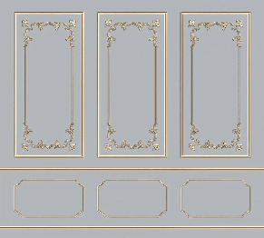 Parisian-style gold molding trompe l'oeil wallpaper