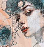 Blue rose female face wallpaper