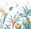 Végétal & Bird toilet wallpaper