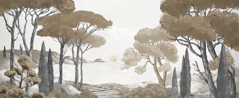 Papier peint balade dans les calanques brun - Muralconcept