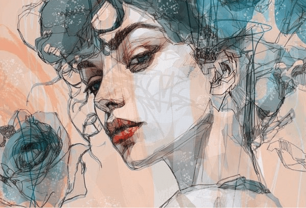 Blue rose female face wallpaper