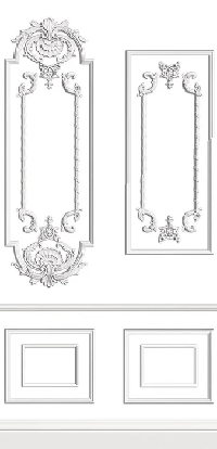 Chic Paris white molding trompe l'oeil wallpaper