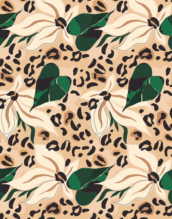 Abstract feline flower wallpaper