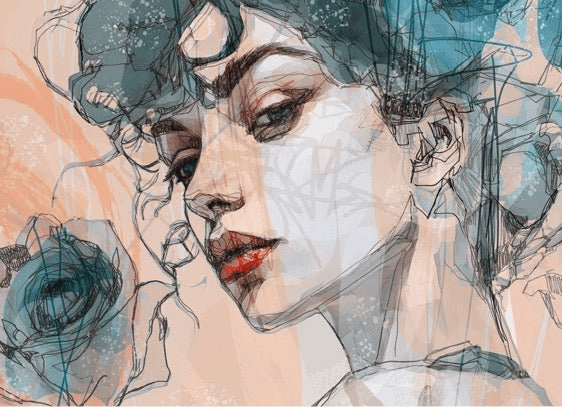 Blue rose female face wallpaper