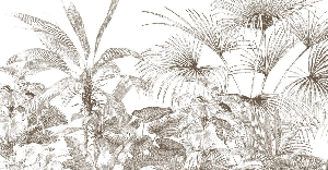 Monochrome engraving tropical wallpaper
