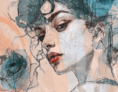 Blue rose female face wallpaper