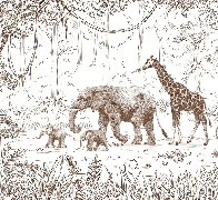 Jungle wallpaper for kids, monochrome