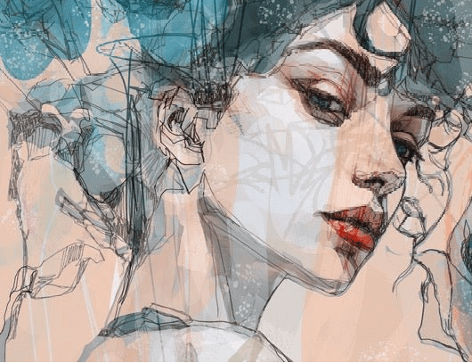 Blue rose female face wallpaper