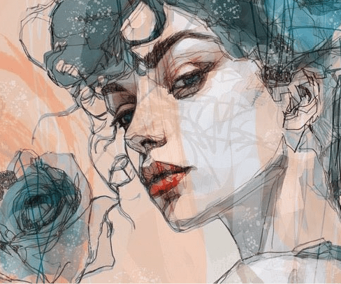 Blue rose female face wallpaper