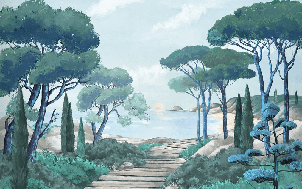 Papier peint balade dans les calanques - Muralconcept