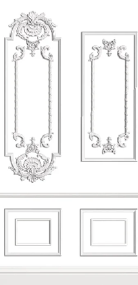 Chic Paris white molding trompe l'oeil wallpaper
