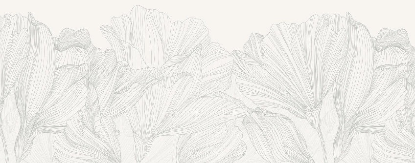 Panoramic wallpaper gray and white waltz of flowers