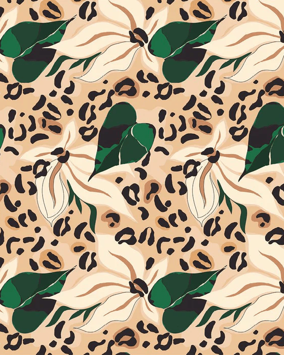 Abstract feline flower wallpaper
