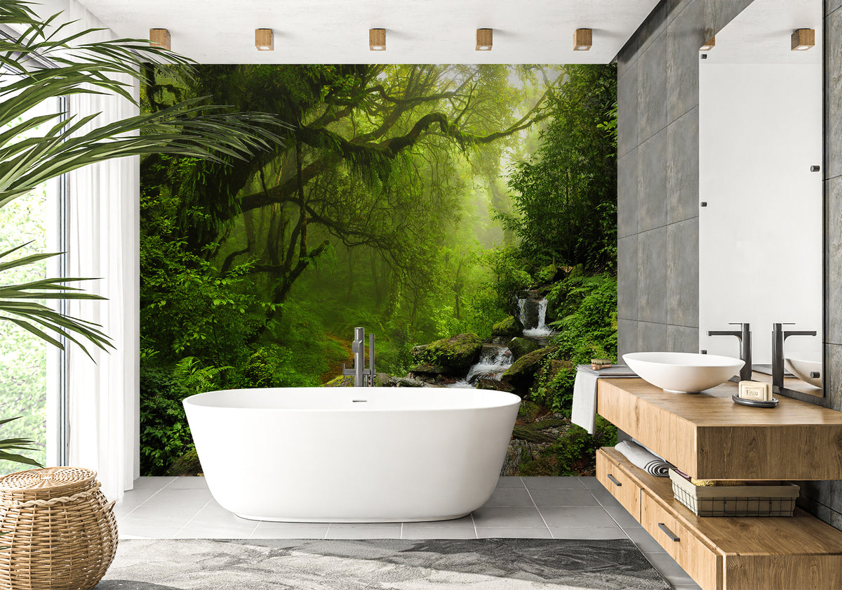 Cascade & Forest bathroom wallpaper