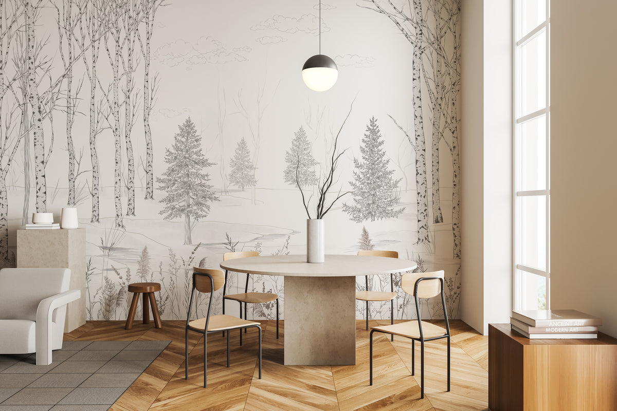 Black and white forest wallpaper – Douceur des Bois