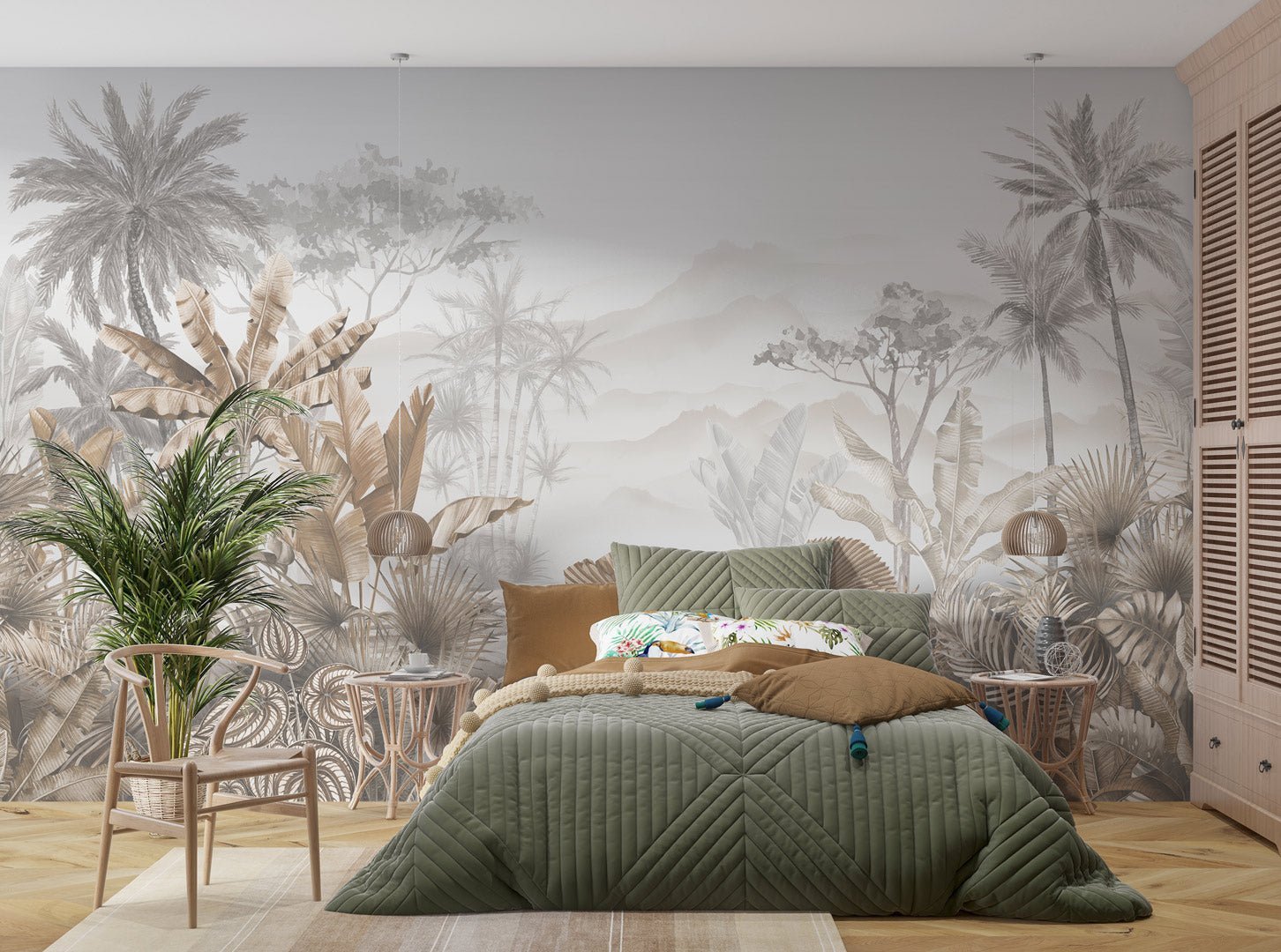 Papier peint tendance tropical sepia - Muralconcept